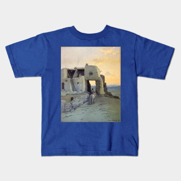 Evening, Pueblo of Walpi by Marion Kavanaugh Wachtel Kids T-Shirt by MasterpieceCafe